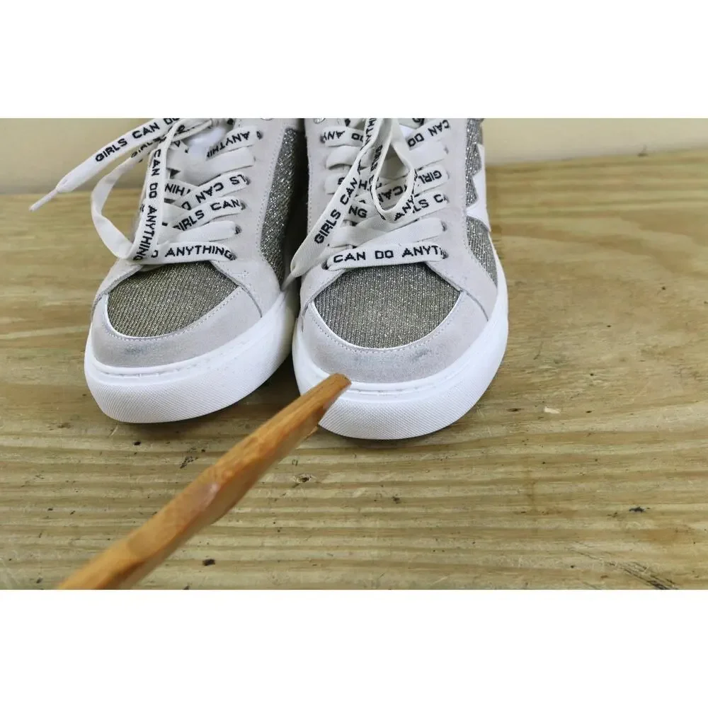 New Zadig & Voltaire Sneakers 38 White Leather Flash Sparkle Shoes - Picture 10 of 15